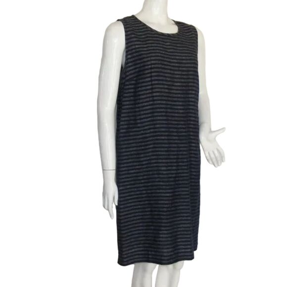 J.JILL Love Linen Dress, M, Blue, stripes, Shift, Sleeveless, Pullover - Picture 2 of 12
